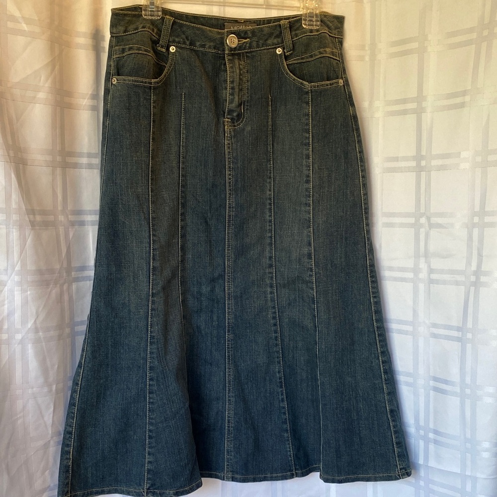 Motto Blue Denim A-Line Flared Skirt Size 12